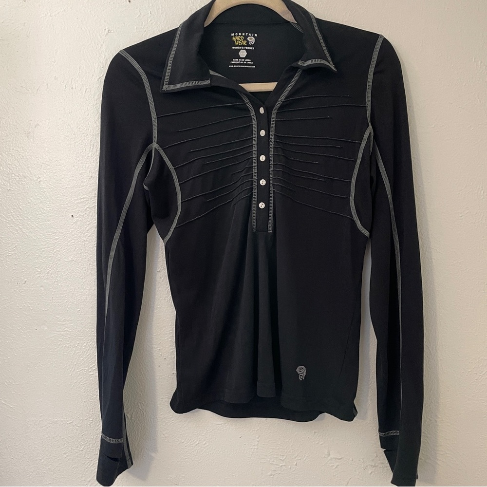 Mountain Hardwear Black Athletic Top Thumbhole Stretch Petite S